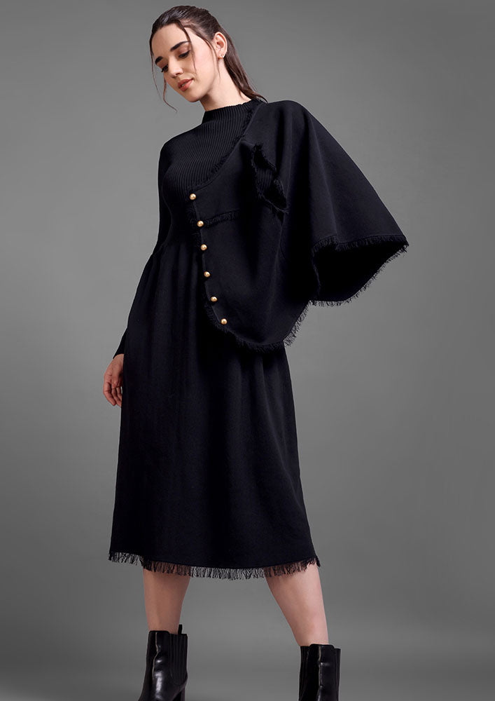 woolen midi dress Vintage Inspired Wool Dress, Winter Ladies Dress, Modest Cocktail Dress, Woolen Midi Dress, Minimalist Feminine Dress, Fit and Flare Dress