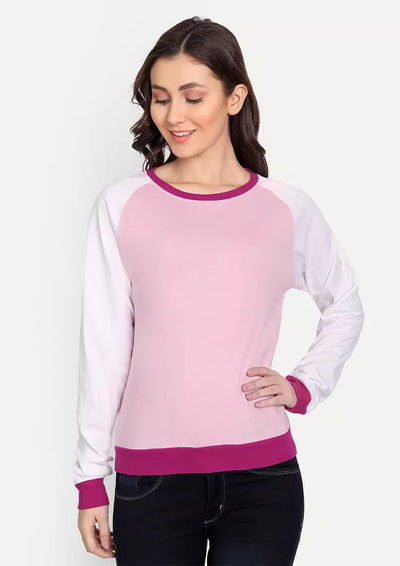 Pink Colourblock Full Sleeve Sweatshirt