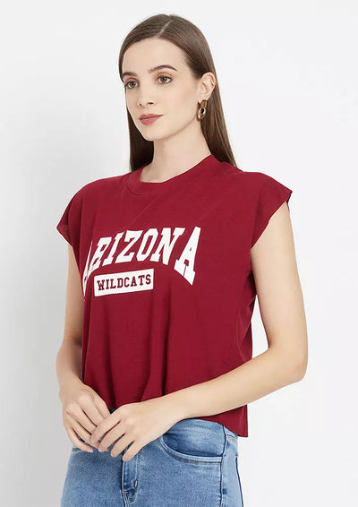 Arizona Print Crop T-Shirt red