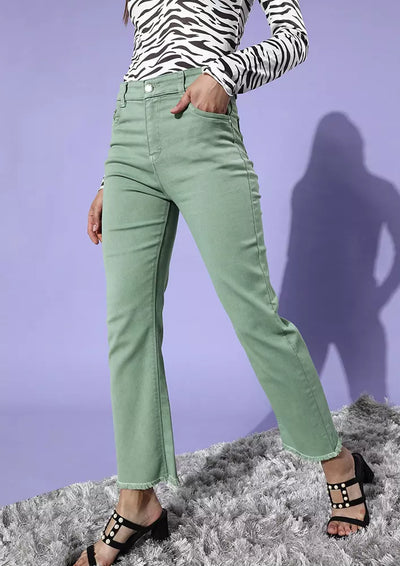 Pastel Green Long Leg Straight Jeans