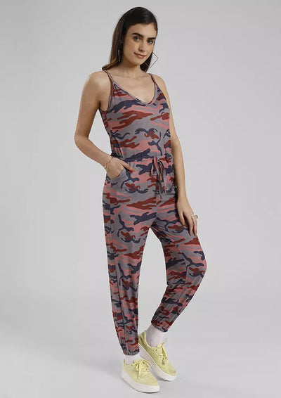 Strappy Camouflage Jumpsuit