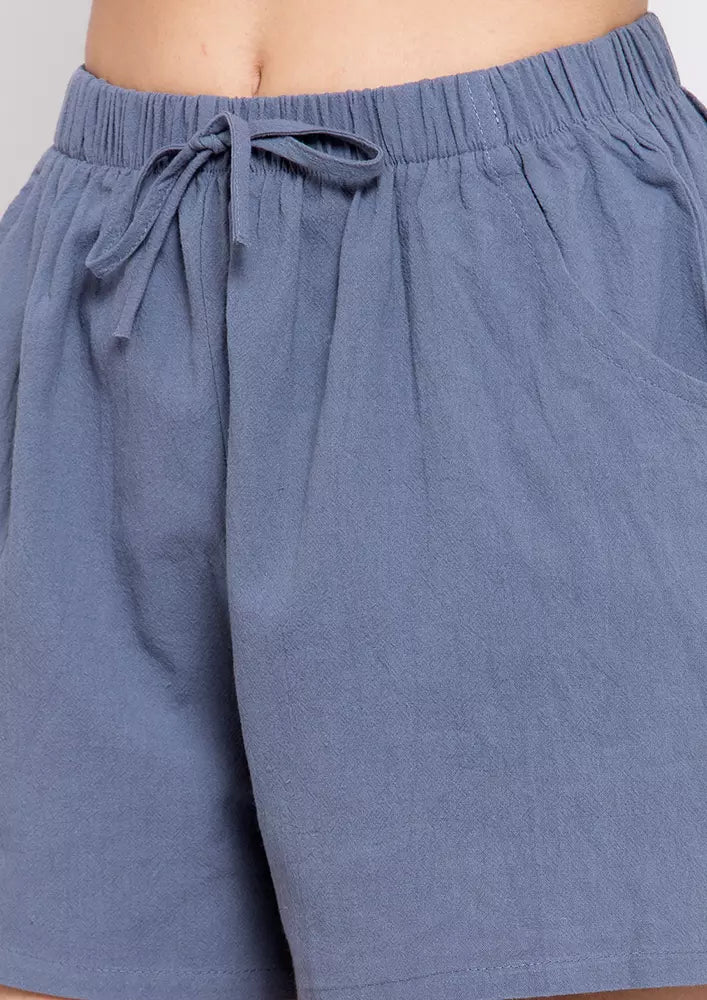 Pocketed Drawstring Flax Shorts