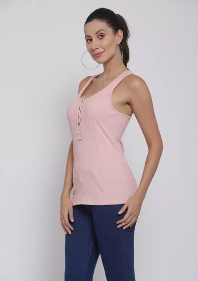 Buttoned Neck Tank Top