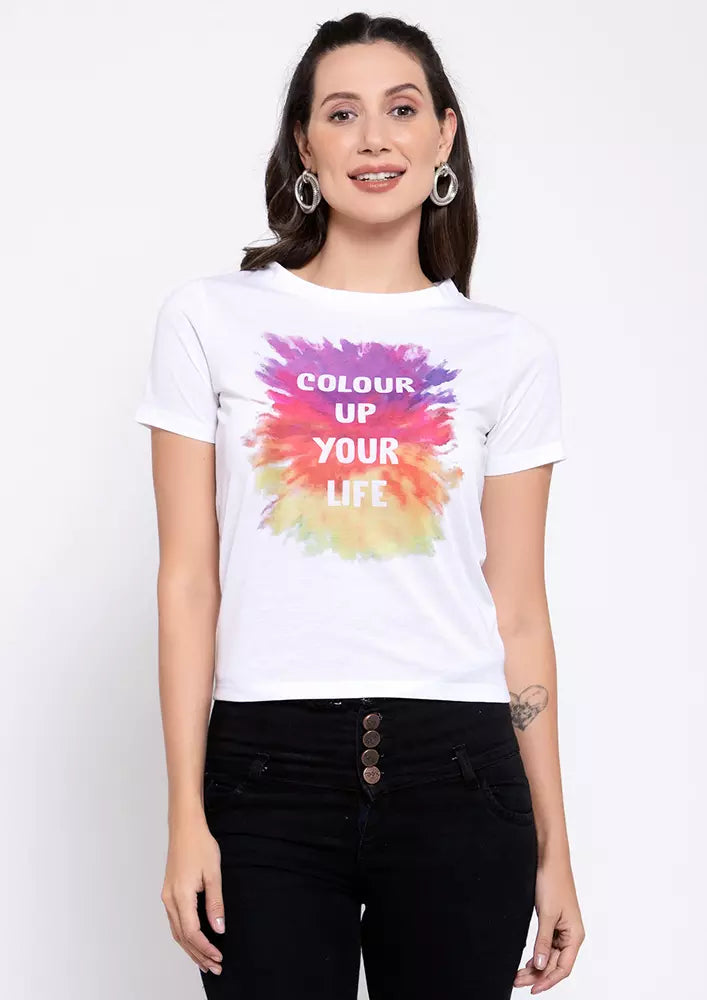 Multicolored Print Holi T-Shirt