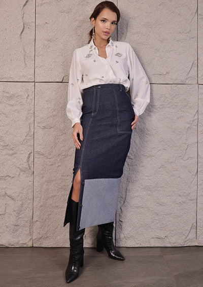 Off-White Swarovski Embellished Wrap Shirt IKI CHIC Private Ltd.