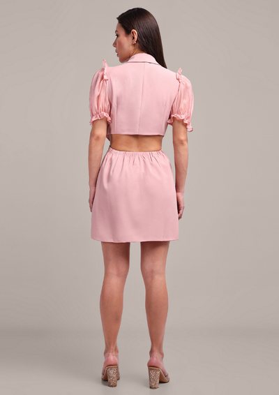 Pretty Pink Mini Dress with Front Button Detail