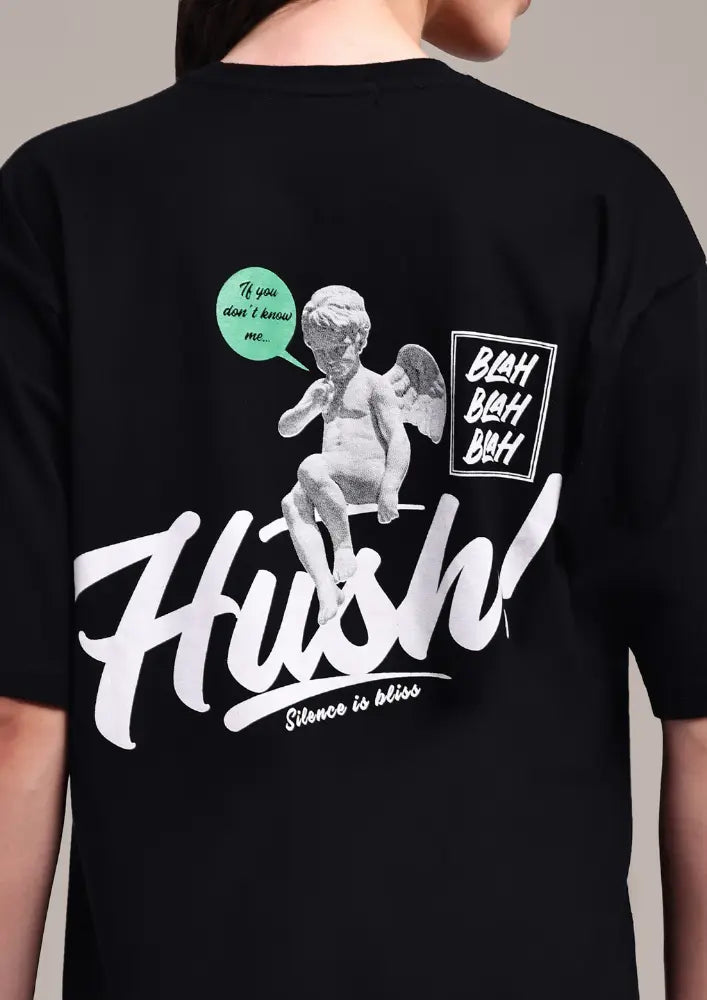 Black Oversized Graphic Print T-Shirt IKI CHIC Private Ltd