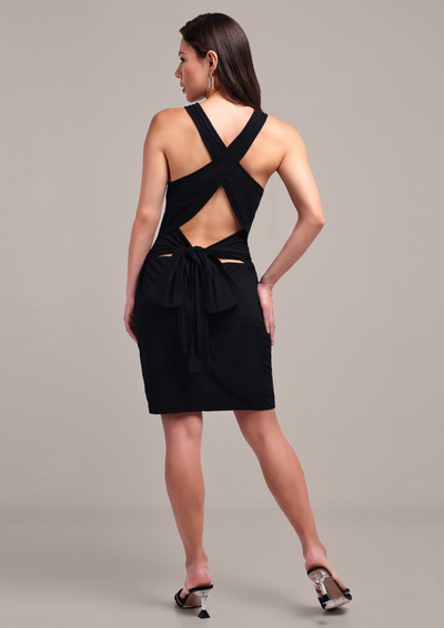 Black Halter Neck Cut-Out Bodycon Mini Dress