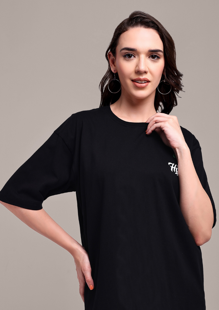 Black Oversized Graphic Print T-Shirt