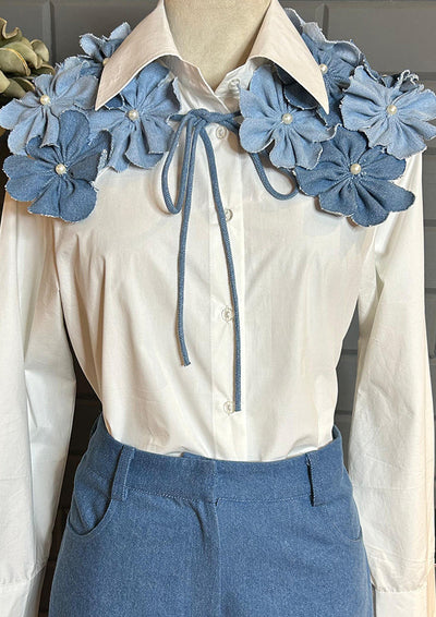 Denim Flower Collar IKI CHIC Private Ltd