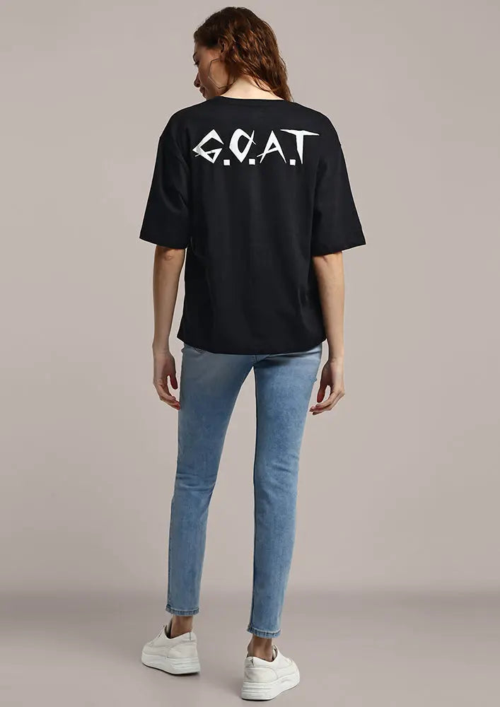 Black Relaxed Fit Printed Casual Gen-Z Unisex T-shirt IKI CHIC Private Ltd