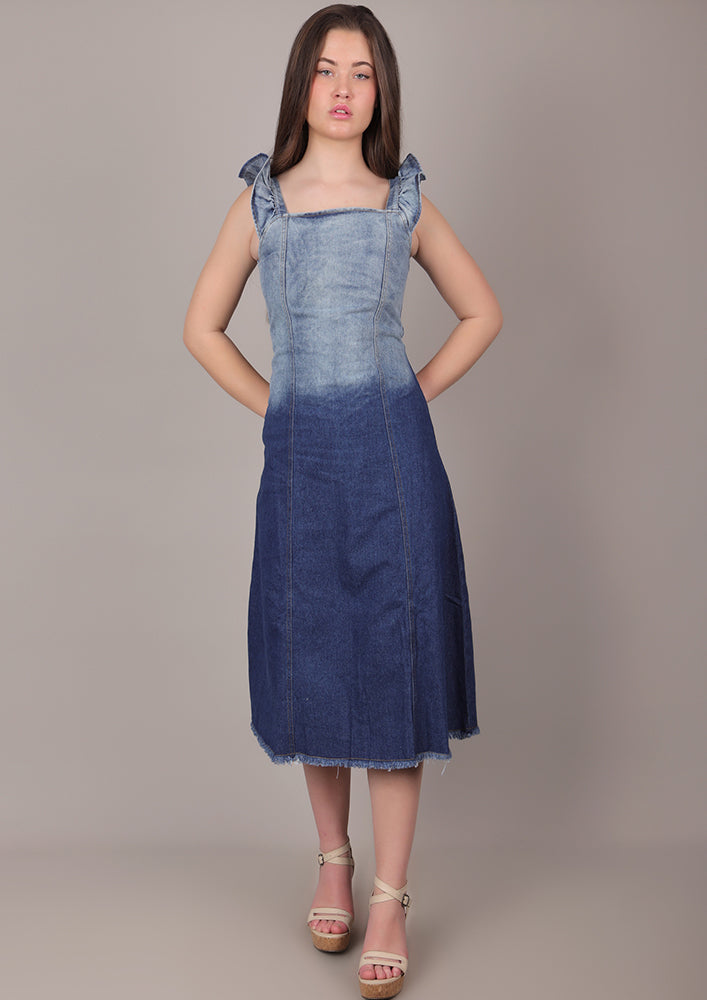 Denim Ombre Fit-Flare Dress