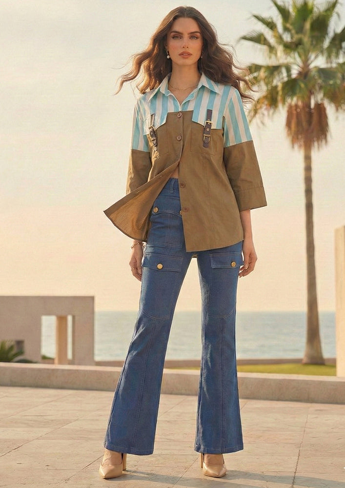 Bold Stripe And Dual Tone Shirt