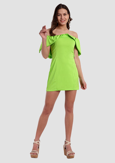 Green Off-shoulder Bodycon Mini Dress