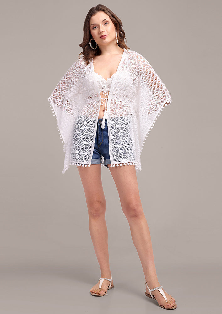 White Lace Oversized Cover Up