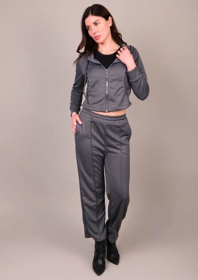 Grey Hooded Sweatshirt & Pants Track suit