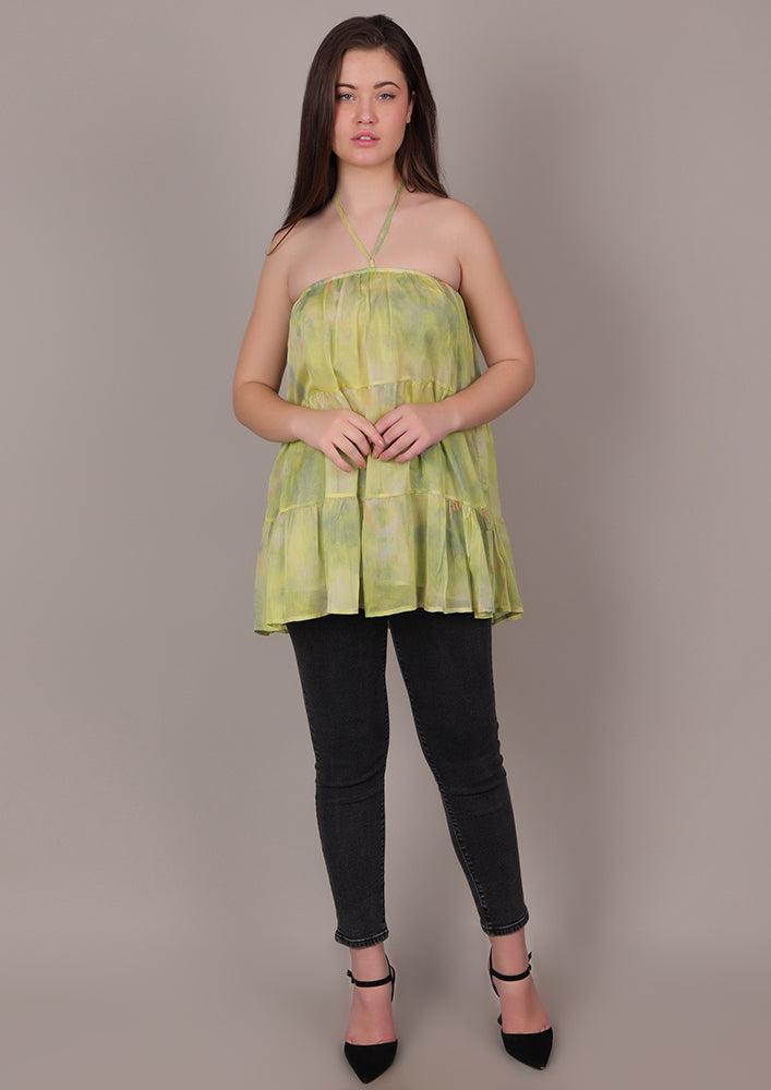 Light Green Floral Casual Top IKI CHIC Private Ltd.