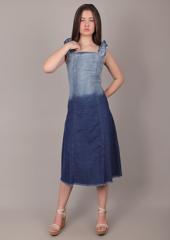 Denim Ombre Fit-Flare Dress