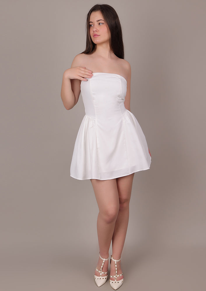 White Bandeau Mini Dress