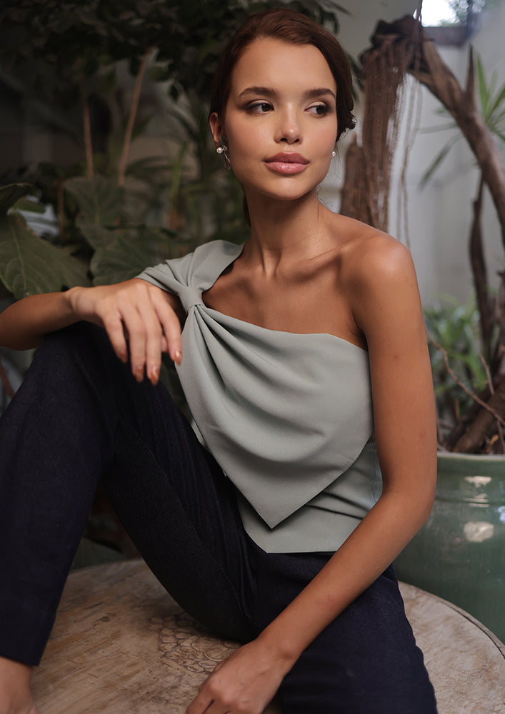 Sea green Bow Corset Top IKI CHIC Private Ltd.