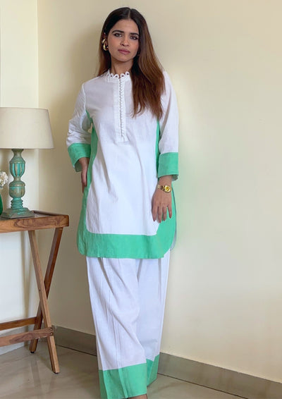 Cotton Linen Kurta with Patches Sets