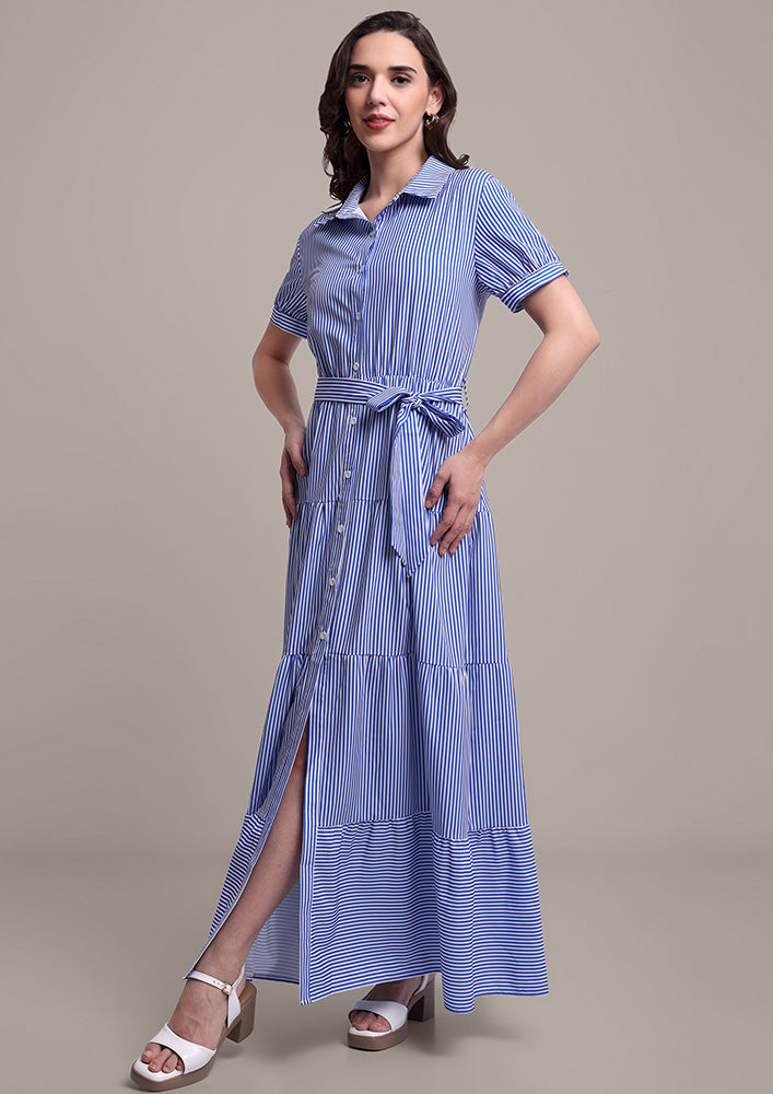 Blue & White Stripe Maxi Dress IKI CHIC Private Ltd.