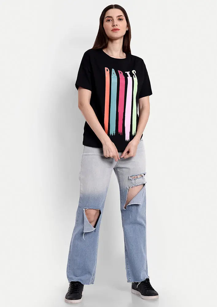 Paris Print Short Sleeve Regular T-Shirt IKI CHIC Private Ltd