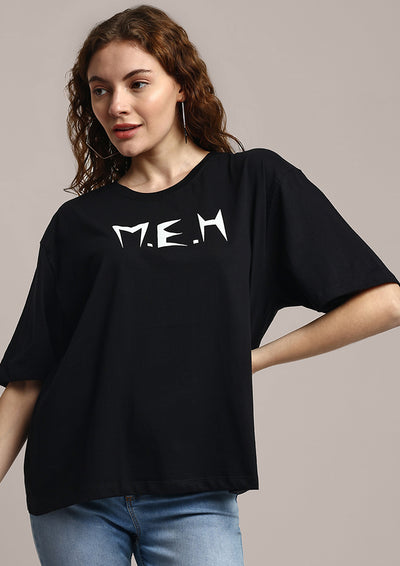 Black Relaxed Fit Printed Casual Gen-Z Unisex T-shirt