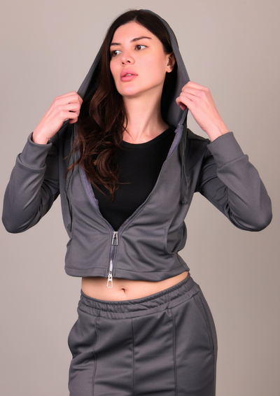 Grey Hooded Sweatshirt & Pants Track suit