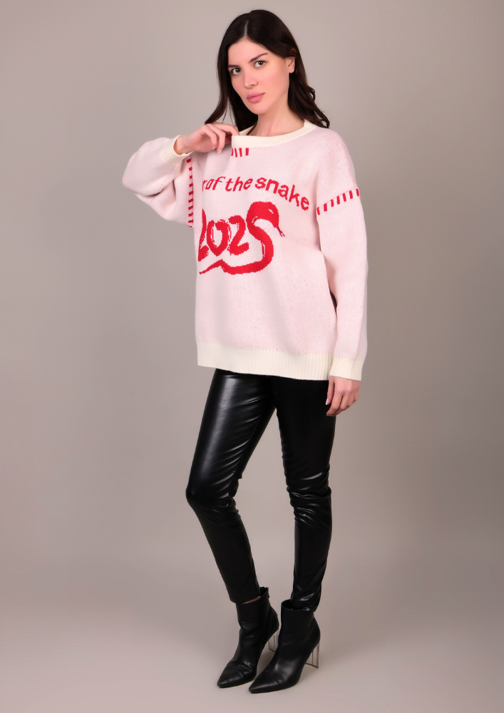 Cozy Off White Woolen Sweater IKI CHIC Private Ltd.