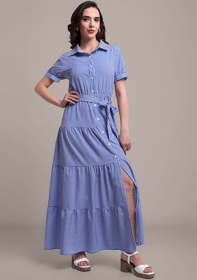 Blue & White Stripe Maxi Dress IKI CHIC Private Ltd.