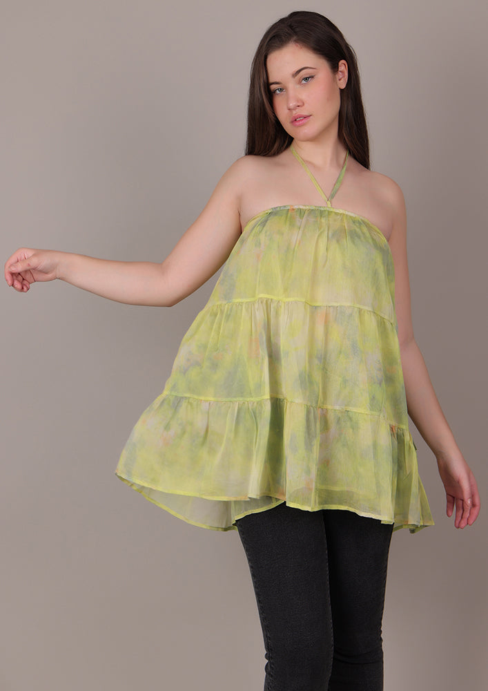 Light Green Floral Casual Top IKI CHIC Private Ltd.