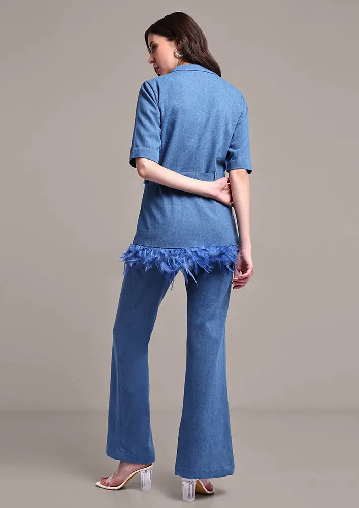 Denim Jacket With Boot Leg Pants Co-ord Set IKI CHIC Private Ltd