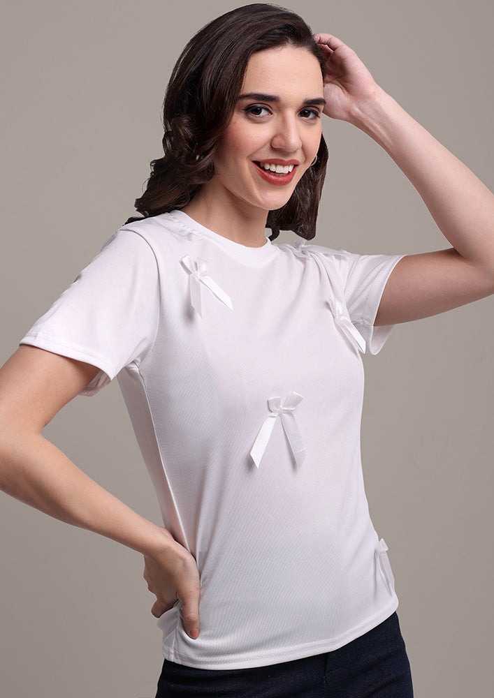 White Bow T-Shirt IKI CHIC Private Ltd.