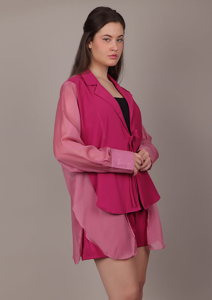 Pink Blazer Set with Shorts IKI CHIC Private Ltd.