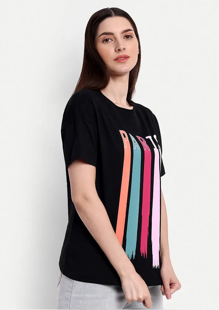 Paris Print Short Sleeve Regular T-Shirt IKI CHIC Private Ltd