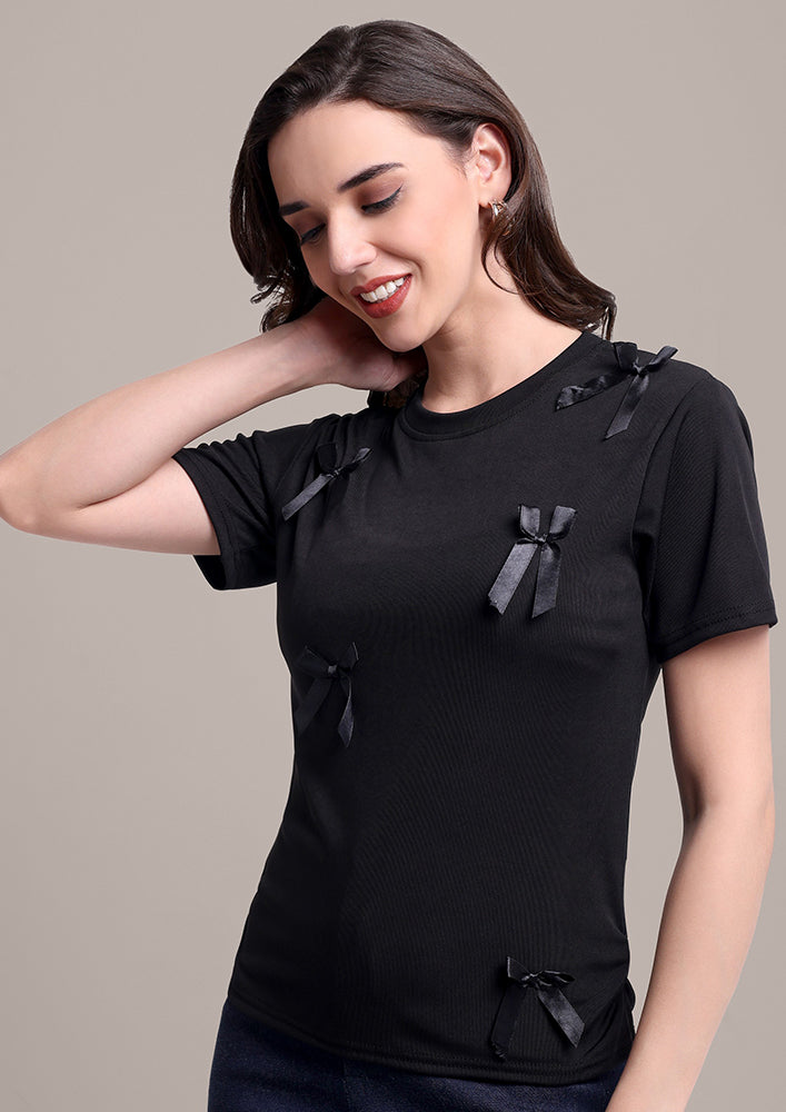 Black Bow T-Shirt IKI CHIC Private Ltd.