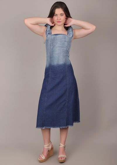 Denim Ombre Fit-Flare Dress