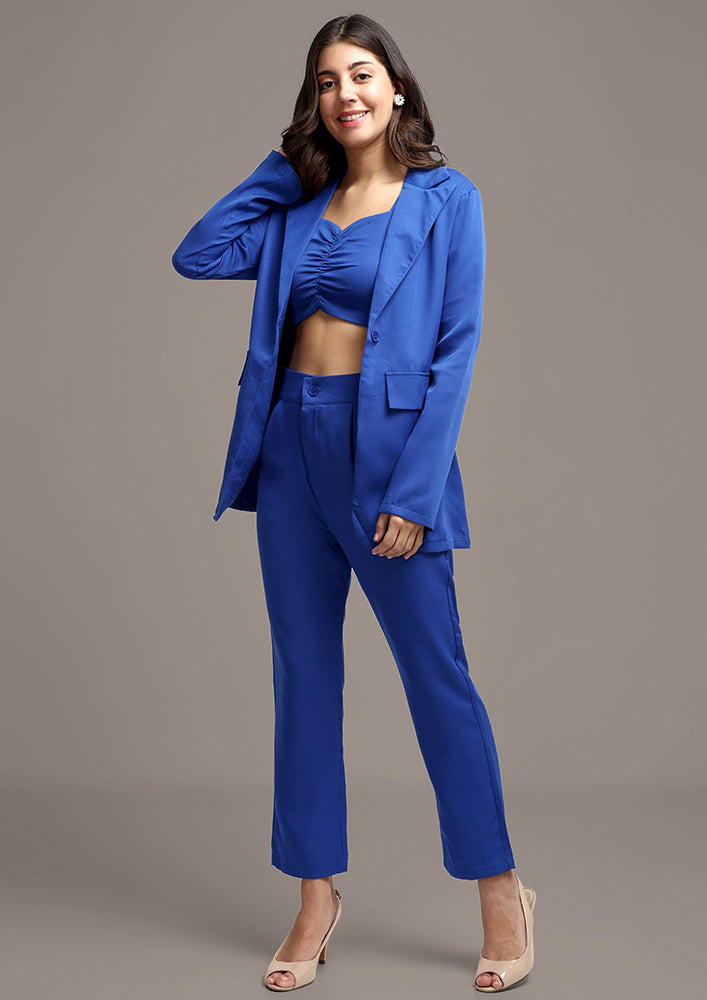 Women's 3 Piece Blazer Co-ord Set in Blue