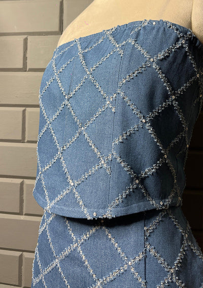 Denim Corset Tube Top & Mini Skirt Co-ord Set IKI CHIC Private Ltd.