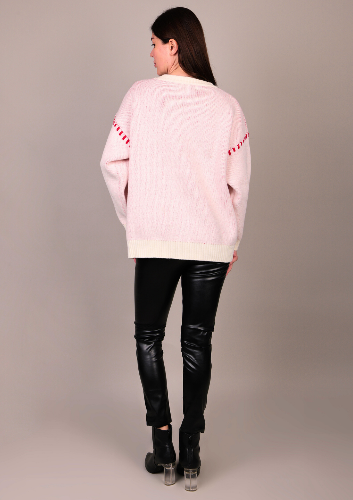Cozy Off White Woolen Sweater IKI CHIC Private Ltd.