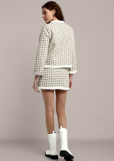 Off White Tweed Jacket And Skirt Co-ord Set