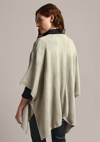 Beige Knitted Cape Cardigan