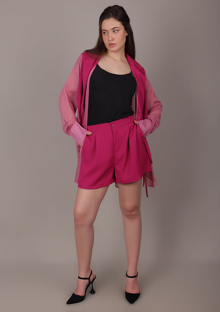 Pink Blazer Set with Shorts IKI CHIC Private Ltd.