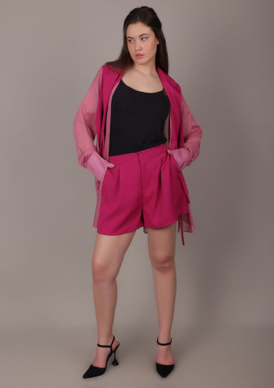 Pink Blazer Set with Shorts