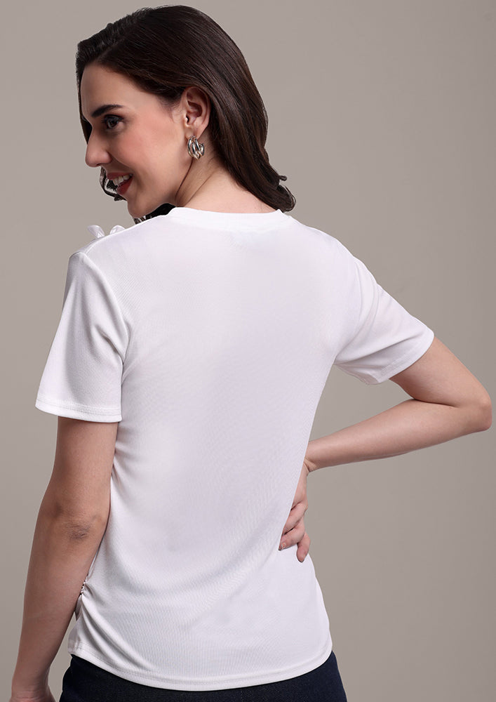 White Bow T-Shirt IKI CHIC Private Ltd.