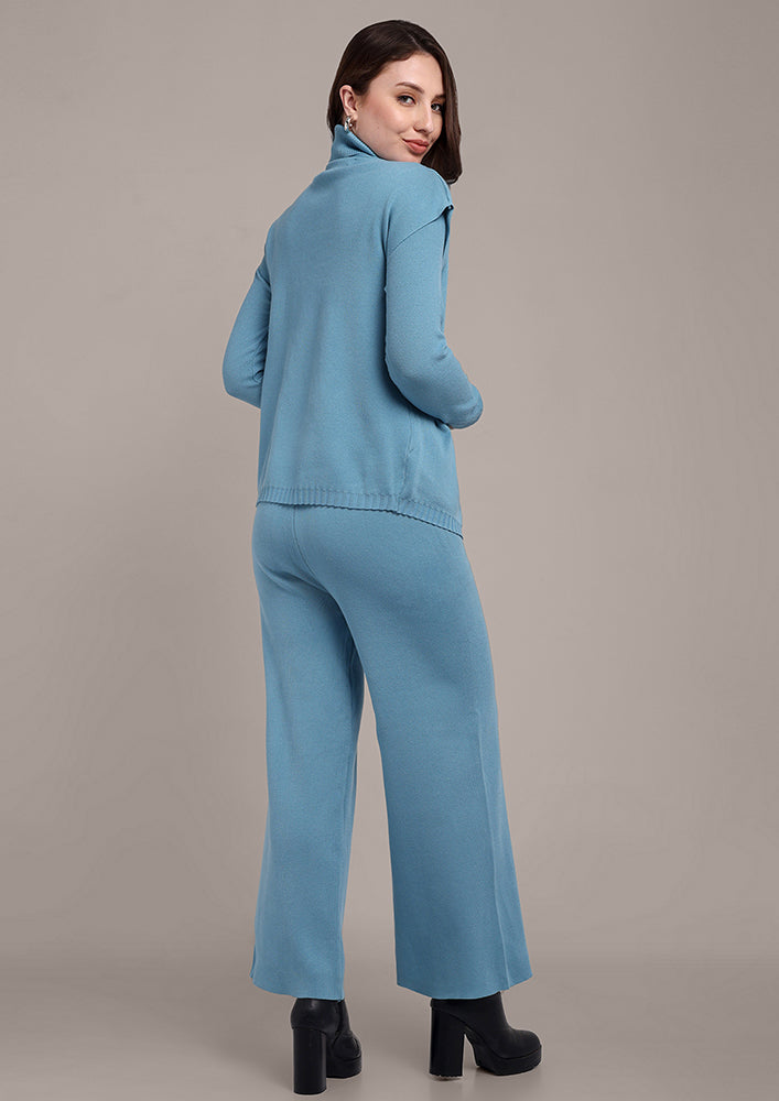 Light Blue Knitted Three-Piece Set IKI CHIC Private Ltd.