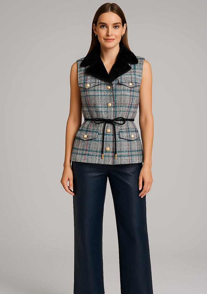 Navy Blue Straight Leather Pants