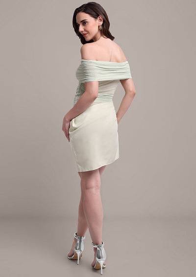 Green ruched tube top and falling skirt dress IKI CHIC Private Ltd.