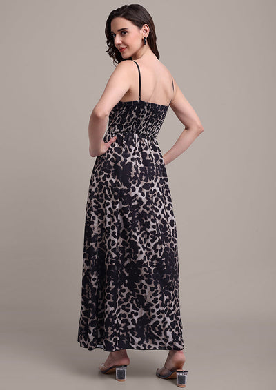 Leopard print sleeveless Maxi Dress IKI CHIC Private Ltd.